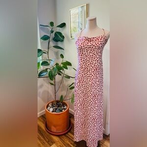 Commense Red and White Floral Maxi Dress